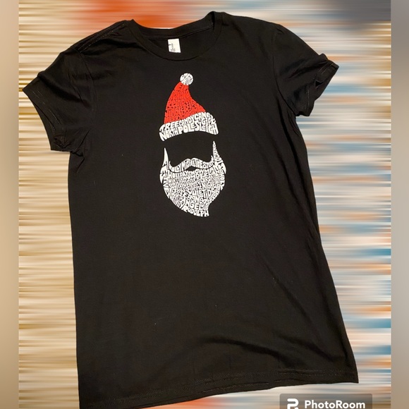 District Santa Claus message t-shirt, size Medium, black - Picture 1 of 3